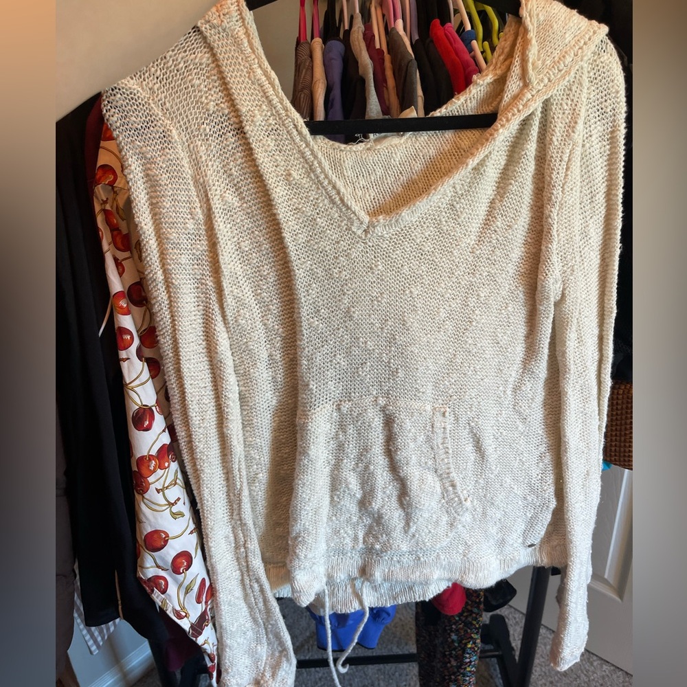 WOMENS ROXT KNITTED SWEATER WITH HOOD AND POCKETS SIZE LARGE